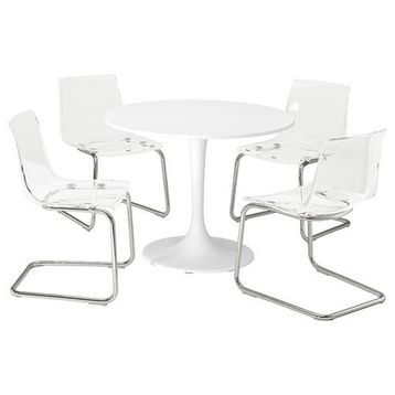 IKEA Docksta Tobias Beyaz 4 Sandalyeli Mutfak Masası Takımı