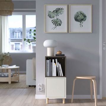 IKEA Eket 19386078 Beyaz-Koyu Gri Dolap