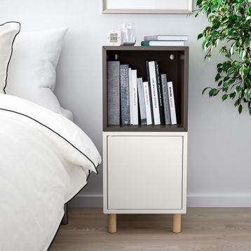 IKEA Eket 19386078 Beyaz-Koyu Gri Dolap