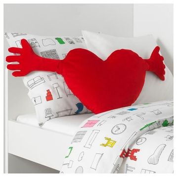 IKEA Famnig Hjarta Kırmızı 40x101 cm Minder