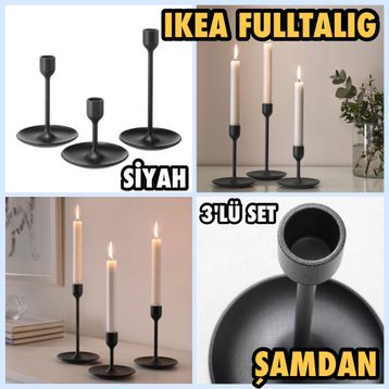 IKEA Fulltalig Siyah Şamdan