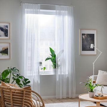 IKEA Hildrun 2 Kanat Beyaz 145x300 cm Tül Perde