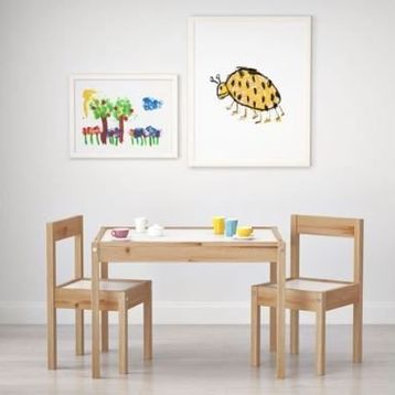 IKEA Latt Beyaz Çam Çocuk Masa Seti