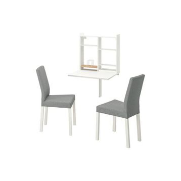 IKEA Norberg Kattıl Beyaz Knisa Açık Gri 2 Sandalyeli Mutfak Masası