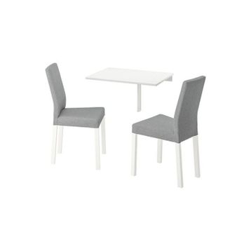 IKEA Norberg Kattıl Beyaz Knisa Açık Gri 2 Sandalyeli Mutfak Masası