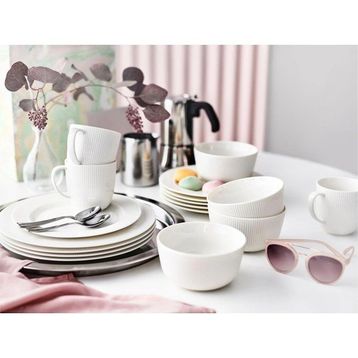 IKEA Ofantligt Beyaz Modern Klasik Set Feldispat 24 Parça Porselen Yemek Takımı