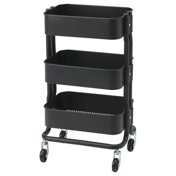 IKEA Rashult Siyah 38x28x65 cm Servis Arabası