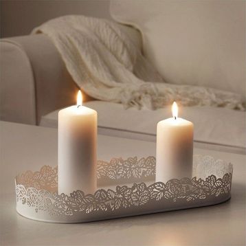 IKEA Samverka Beyaz 35x15 cm Mum Tabağı