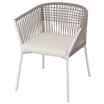 IKEA Segerön Beyaz-Bej Kolçaklı Sandalye