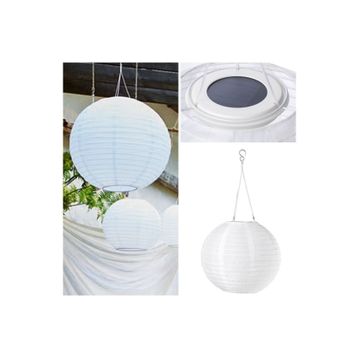 IKEA Solvınden Ledli Çizgili Sarı-Beyaz 30 cm Güneş Enerjili Sarkıt Lamba