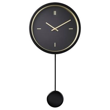 IKEA Stursk 26 cm Siyah Altın Duvar Saati