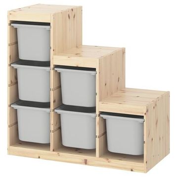IKEA Trofast 94x44x91 cm Çam-Gri Saklama Ünitesi