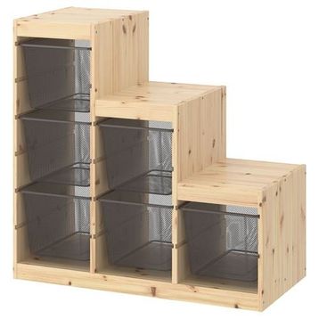 IKEA Trofast 94x44x91 cm Çam-Gri Saklama Ünitesi