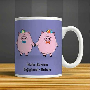 İkizler Burcu Seramik Kupa Bardak