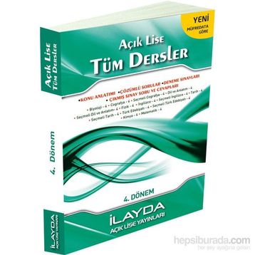 İlayda Açık Öğretim Lisesi 4. Dönem Tüm Dersler Yardımcı Ders Kitabı