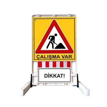 İleri Trafik Katlanır Uyarı Levhalı Bariyer