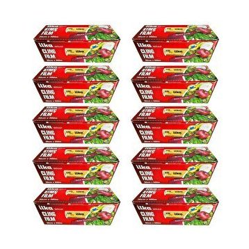 İlka 10 Paket 30 cm 500 mt Şeffaf Mutfak Rulo Streç Film Folyo