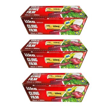 İlka 3 Paket 30 cm 500 mt Şeffaf Mutfak Rulo Streç Film Folyo