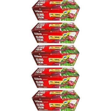 İlka 5 Paket 30 cm 500 mt Şeffaf Mutfak Rulo Streç Film Folyo