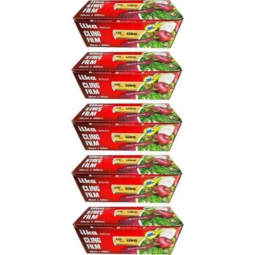 İlka 5 Paket 30 cm 500 mt Şeffaf Mutfak Rulo Streç Film Folyo