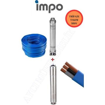 İmpo SK 415/15 Krom Başlıklı Derin Kuyu 5.5 Hp Trifaze Motorlu 65 mt Kablolu Dalgıç Pompa