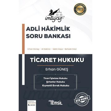İmtiyaz Adli Hakimlik 2022 Soru Bankası Ticaret Hukuku - Temsil Kitap Yayınları