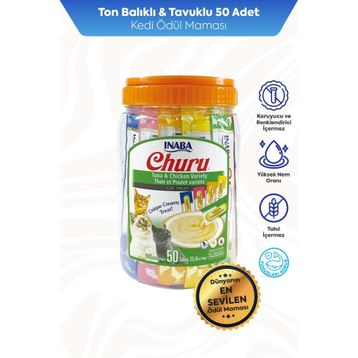 Inaba Ciao Churu Cream Tuna ve Tavuklu 50x14 gr Kedi Ödül Kreması