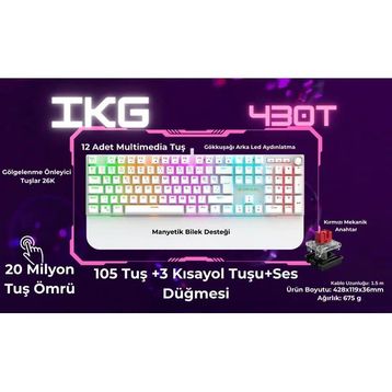 Inca IKG-430T Red Switch Rainbow LED Mekanik Türkçe Q Gaming Klavye