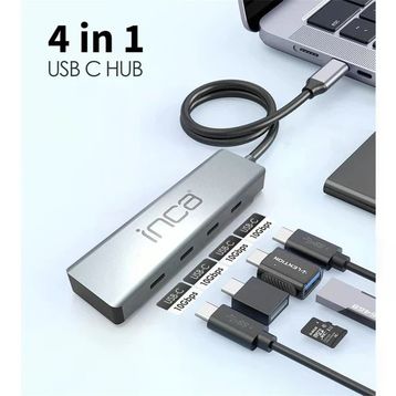 Inca ITPT-4T Type-C Hub X4 Type-C Port 3.1 10 GBPS Alüminyum Kasa Çoklayıcı