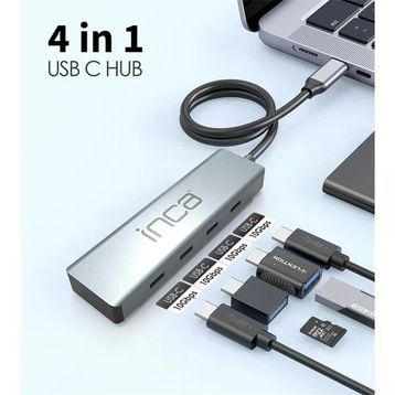 Inca ITPT-4T Type-C Hub X4 Type-C Port 3.1 10 GBPS Alüminyum Kasa Çoklayıcı