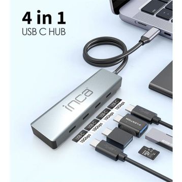 Inca ITPT-4T Type-C Hub X4 Type-C Port 3.1 10 GBPS Alüminyum Kasa Çoklayıcı