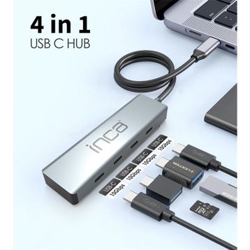 Inca ITPT-4T Type-C Hub X4 Type-C Port 3.1 10 GBPS Alüminyum Kasa Çoklayıcı