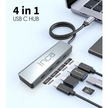 Inca ITPT-4T Type-C Hub X4 Type-C Port 3.1 10 GBPS Alüminyum Kasa Çoklayıcı