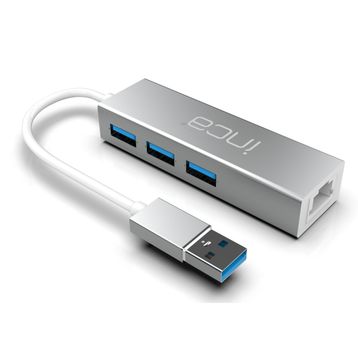 Inca IUSB-03T USB Girişli 4 Port USB 3.0 Ethernet RJ45 Çoklayıcı Hub