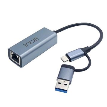 Inca IUTP-01T USB 3.0 Type-C 3.1 Ethernet RJ45 1000 Mbps Alüminyum Kasa Çoklayıcı