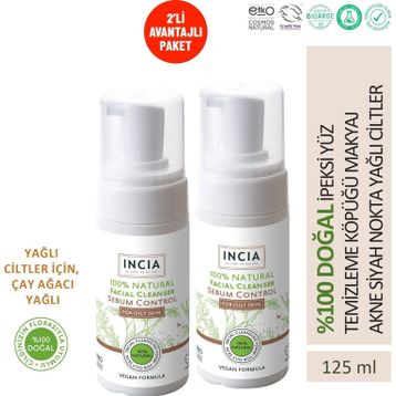 Incia Doğal İpeksi 2 X 125 ml Yağlı Ciltler İçin Yüz Temizleme Köpüğü