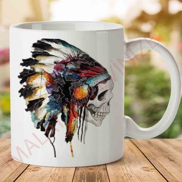 Indian Skull Kızıldereli Baskılı Kupa Bardak