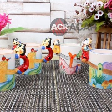 İnek Desenli Bardak Acar Kupa 5873 - İnek Porselen Kupa Bardak