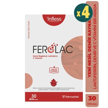 Infless Ferolac Demir Laktoferrin C Vitamini 4x30 Kapsül