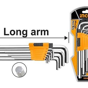 İngco ING-HHK11091 1.5-10 mm Endüstriyel 9'lu Uzun Alyan Anahtar Seti