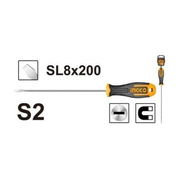 İngco ING-HS688200 Endüstriyel Mıknatıslı Düz 8 mm Tornavida