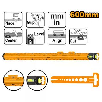 İngco ING-HSR36003 60 cm Su Terazili Alüminyum Cetvel