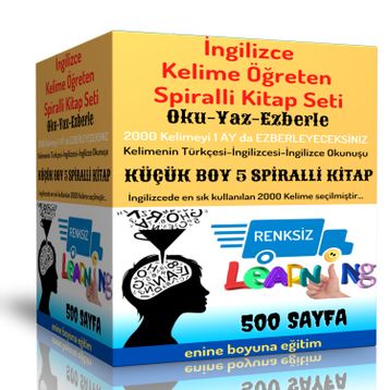 İngilizce Kelime Öğreten Kitap Seti Küçük Boy 5 Spiralli Kitap Enine Boyuna Eğitim - Renksiz