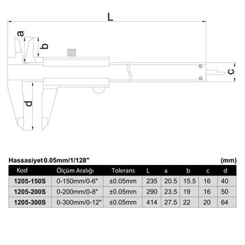 Insize 1205-150S 150 mm Mekanik Kumpas