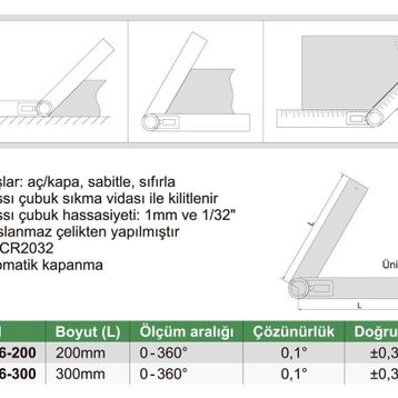 Insize 2176-300 Dijital Açı Ölçer