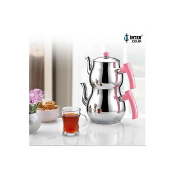 İnter Çelik Mercan Pembe Mini Boy Çaydanlık