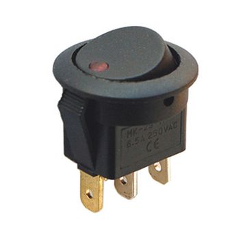 İntercom IC-132 Yuvarlak 3 Pinli 220 Volt Nokta Işıklı Açma-Kapama Anahtarı
