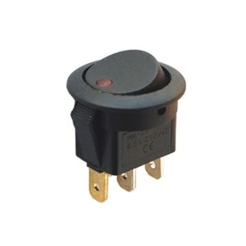 İntercom IC-132 Yuvarlak 3 Pinli 220 Volt Nokta Işıklı Açma-Kapama Anahtarı