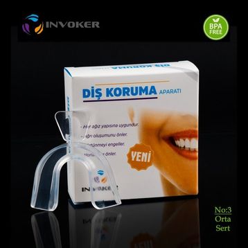 İnvoker Slikon Diş Gıcırdatma Orta Sert Şeffaf No 3 Gece Plağı
