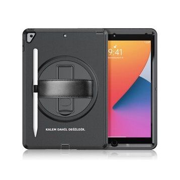 iPad 10.2 7.Nesil Hand Strap - Siyah Tablet Kılıfı